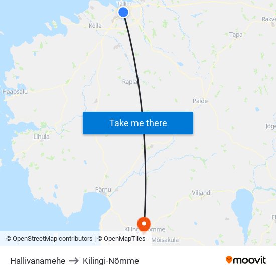 Hallivanamehe to Kilingi-Nõmme map