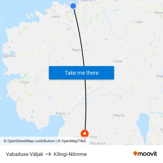 Vabaduse Väljak to Kilingi-Nõmme map