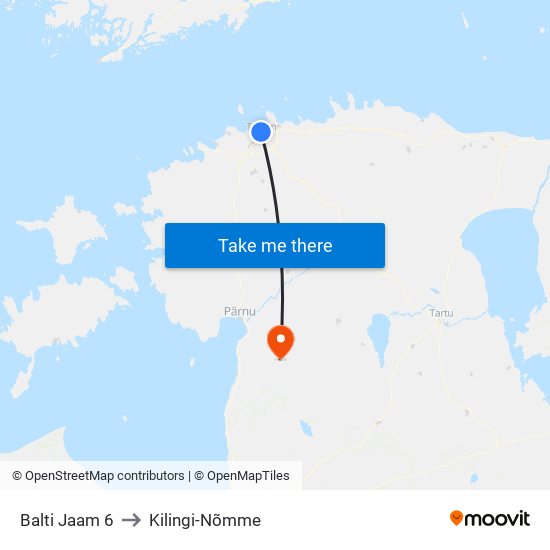 Balti Jaam 6 to Kilingi-Nõmme map