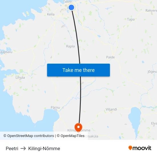Peetri to Kilingi-Nõmme map