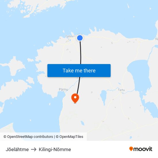 Jõelähtme to Kilingi-Nõmme map