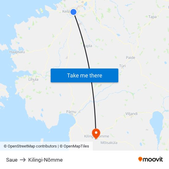 Saue to Kilingi-Nõmme map