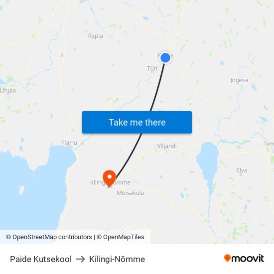 Paide Kutsekool to Kilingi-Nõmme map