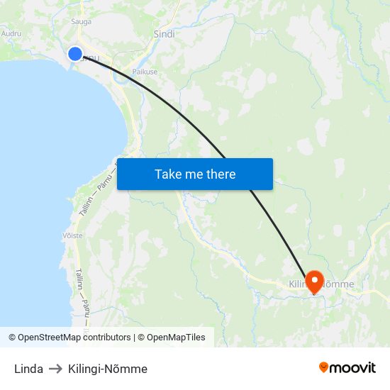 Linda to Kilingi-Nõmme map