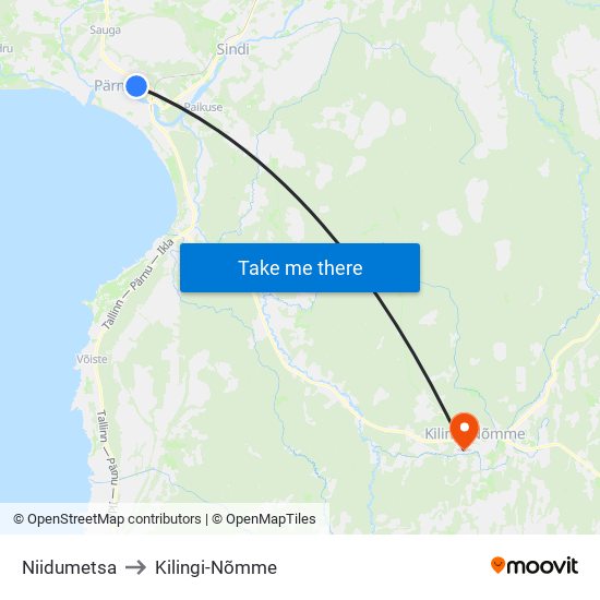 Niidumetsa to Kilingi-Nõmme map