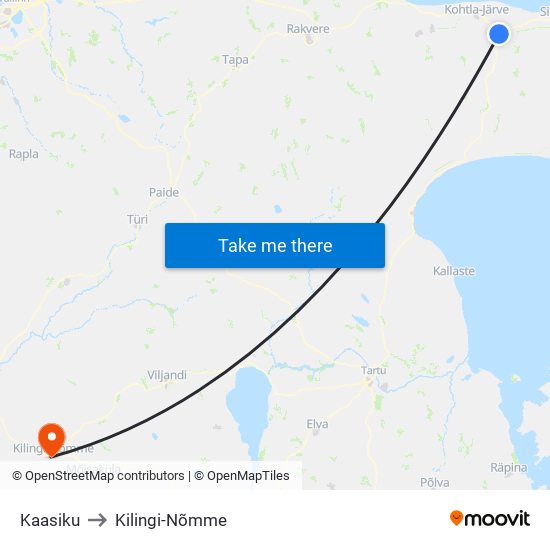 Kaasiku to Kilingi-Nõmme map