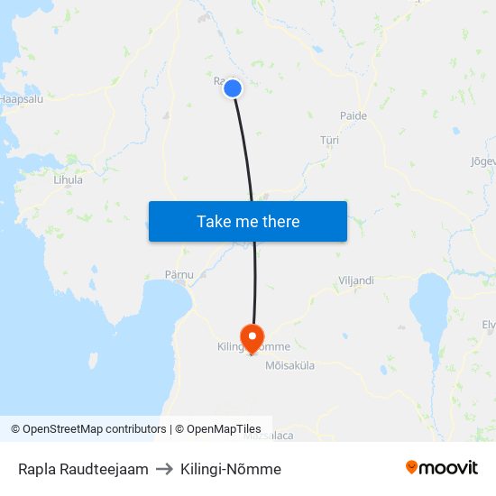 Rapla Raudteejaam to Kilingi-Nõmme map