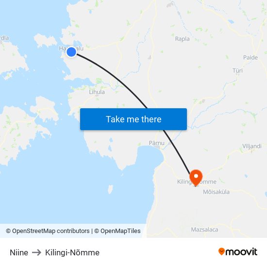 Niine to Kilingi-Nõmme map