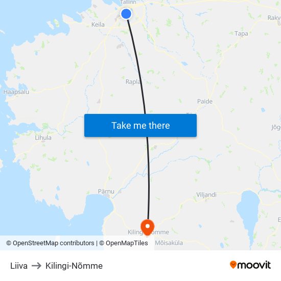 Liiva to Kilingi-Nõmme map