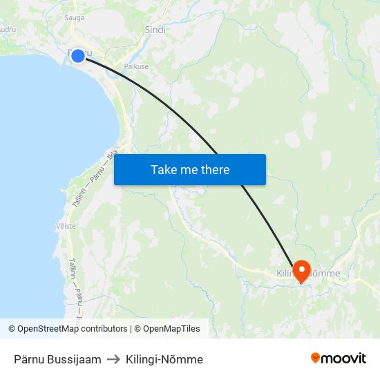 Pärnu Bussijaam to Kilingi-Nõmme map