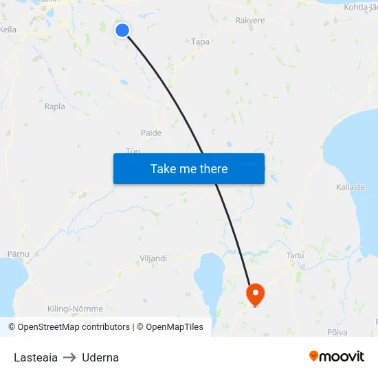 Lasteaia to Uderna map