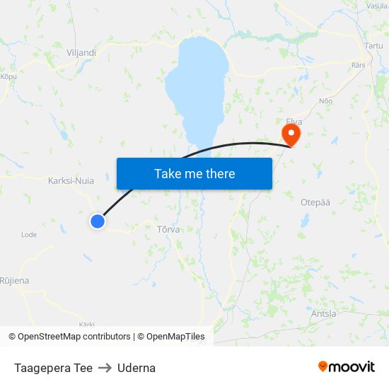 Taagepera Tee to Uderna map