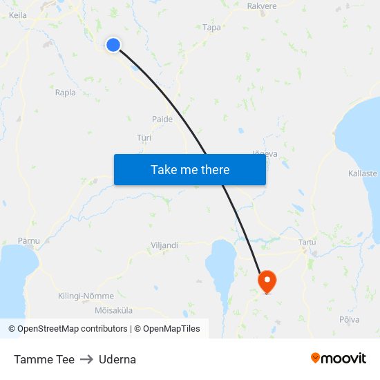 Tamme Tee to Uderna map