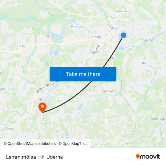 Lammimõisa to Uderna map