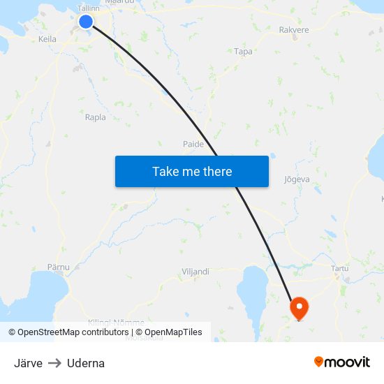 Järve to Uderna map