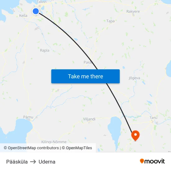 Pääsküla to Uderna map