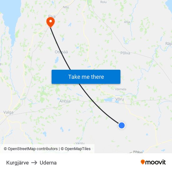 Kurgjärve to Uderna map