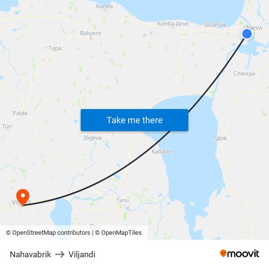 Nahavabrik to Viljandi map