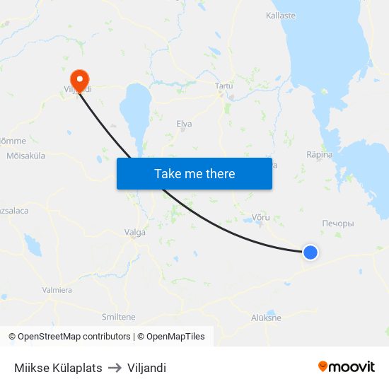 Miikse Külaplats to Viljandi map