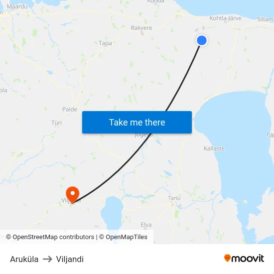 Aruküla to Viljandi map