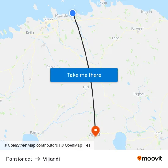 Pansionaat to Viljandi map