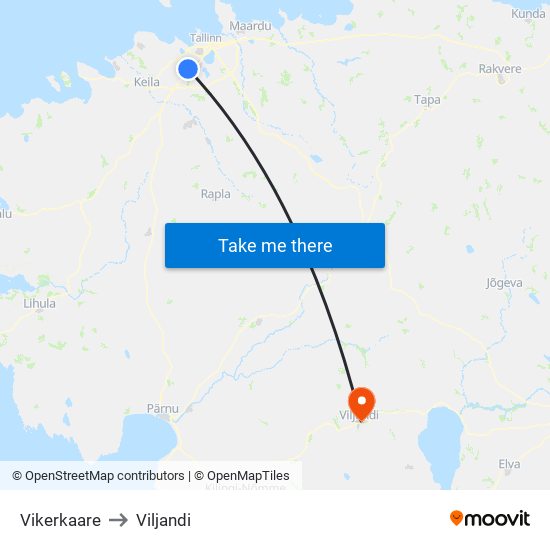 Vikerkaare to Viljandi map