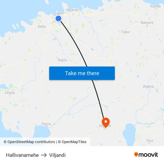 Hallivanamehe to Viljandi map