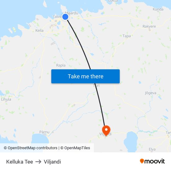 Kelluka Tee to Viljandi map