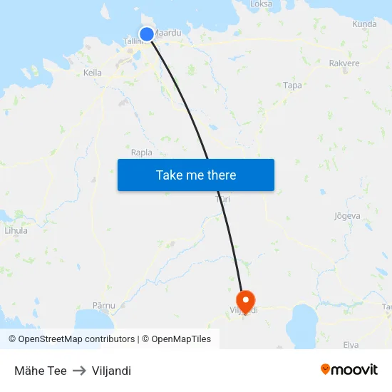 Mähe Tee to Viljandi map