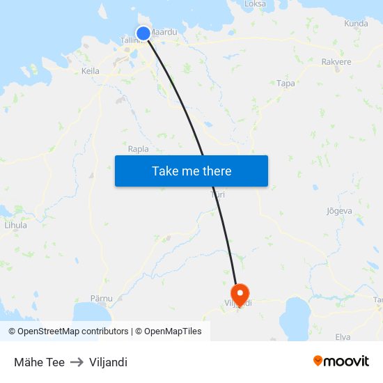 Mähe Tee to Viljandi map