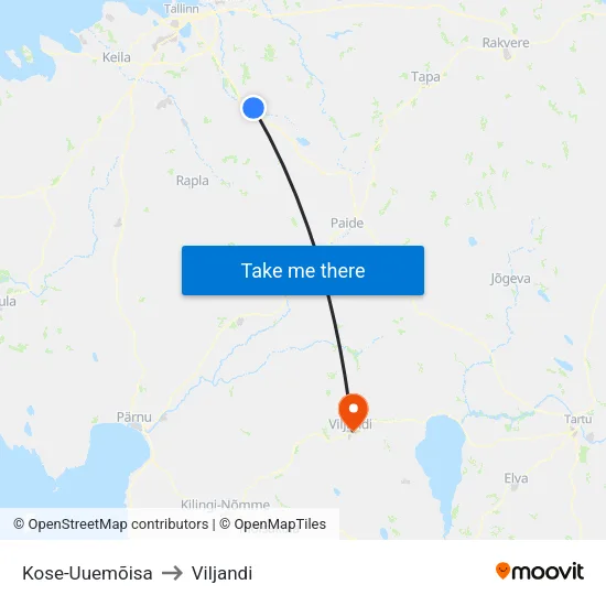 Kose-Uuemõisa to Viljandi map