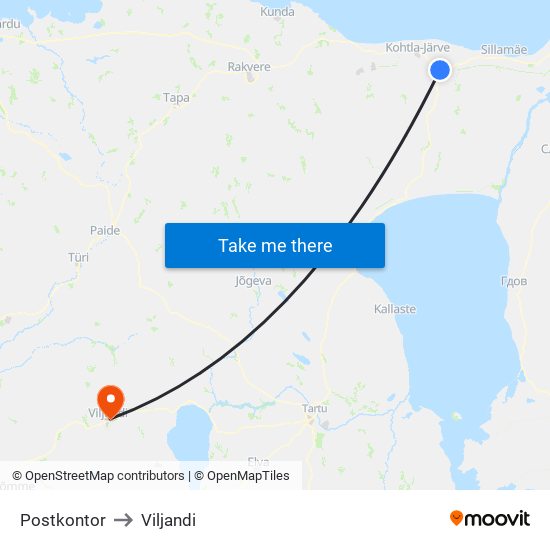 Postkontor to Viljandi map