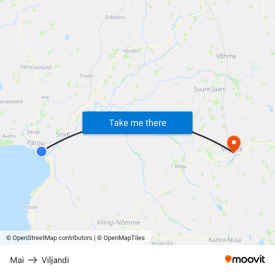 Mai to Viljandi map