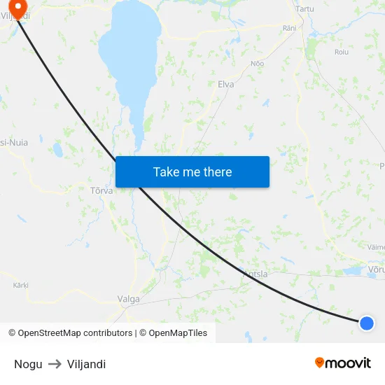 Nogu to Viljandi map