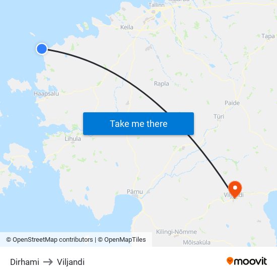 Dirhami to Viljandi map