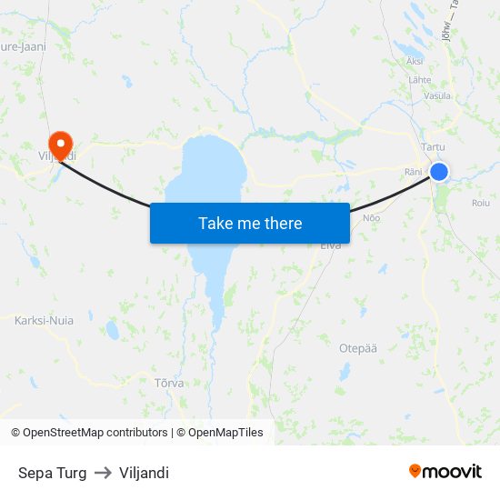 Sepa Turg to Viljandi map