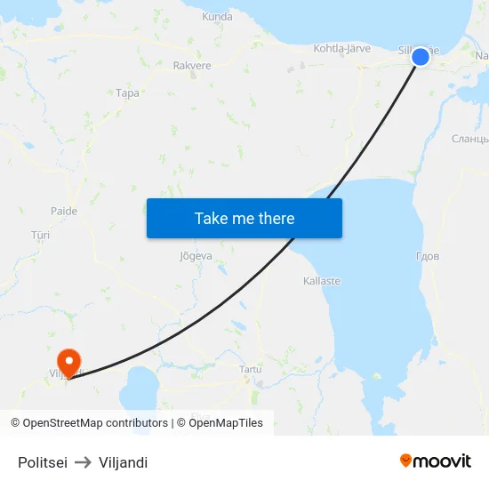 Politsei to Viljandi map