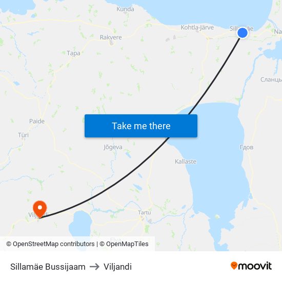 Sillamäe Bussijaam to Viljandi map