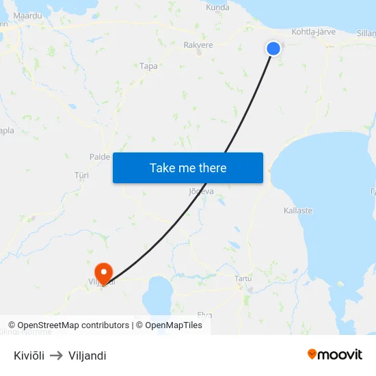 Kiviõli to Viljandi map