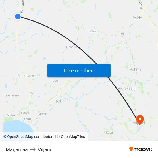 Märjamaa to Viljandi map