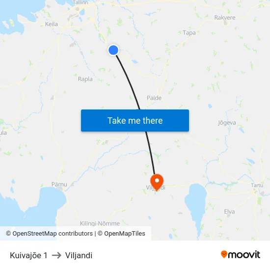 Kuivajõe 1 to Viljandi map