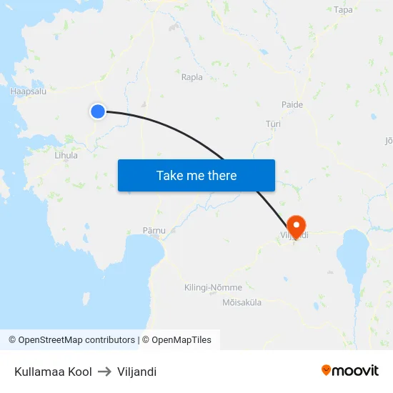 Kullamaa Kool to Viljandi map