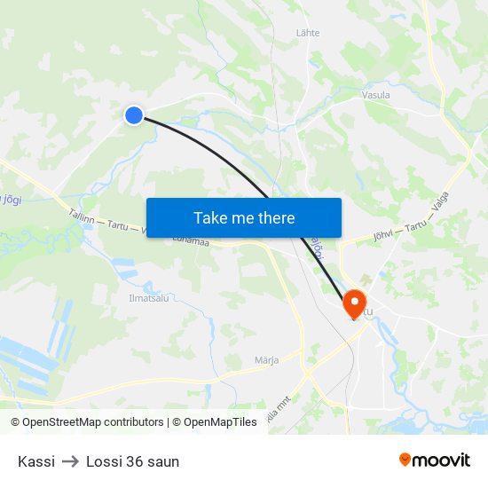 Kassi to Lossi 36 saun map