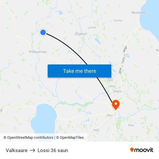 Valksaare to Lossi 36 saun map