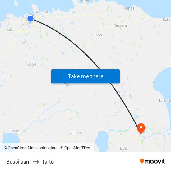 Bussijaam to Tartu map