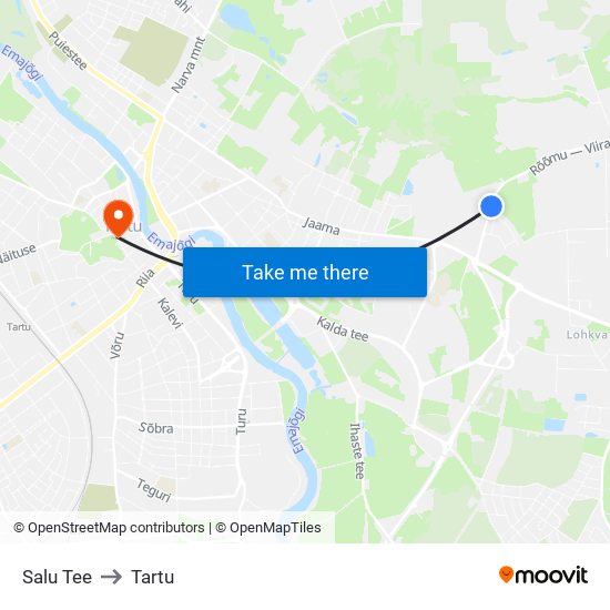 Salu Tee to Tartu map