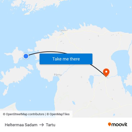 Heltermaa Sadam to Tartu map