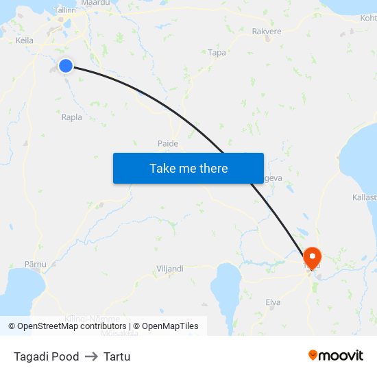 Tagadi Pood to Tartu map