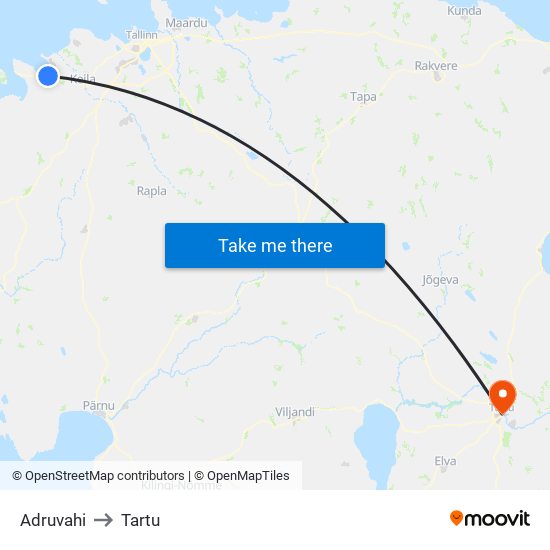 Adruvahi to Tartu map