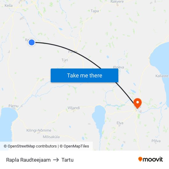 Rapla Raudteejaam to Tartu map